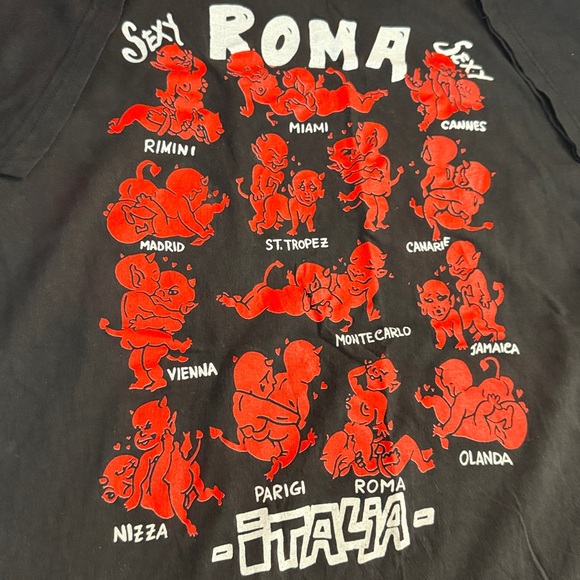 Vintage Black *Sexy-xxx* Roma Italia Graphic T-Shirt Sz Xxl - Picture 6 of 8